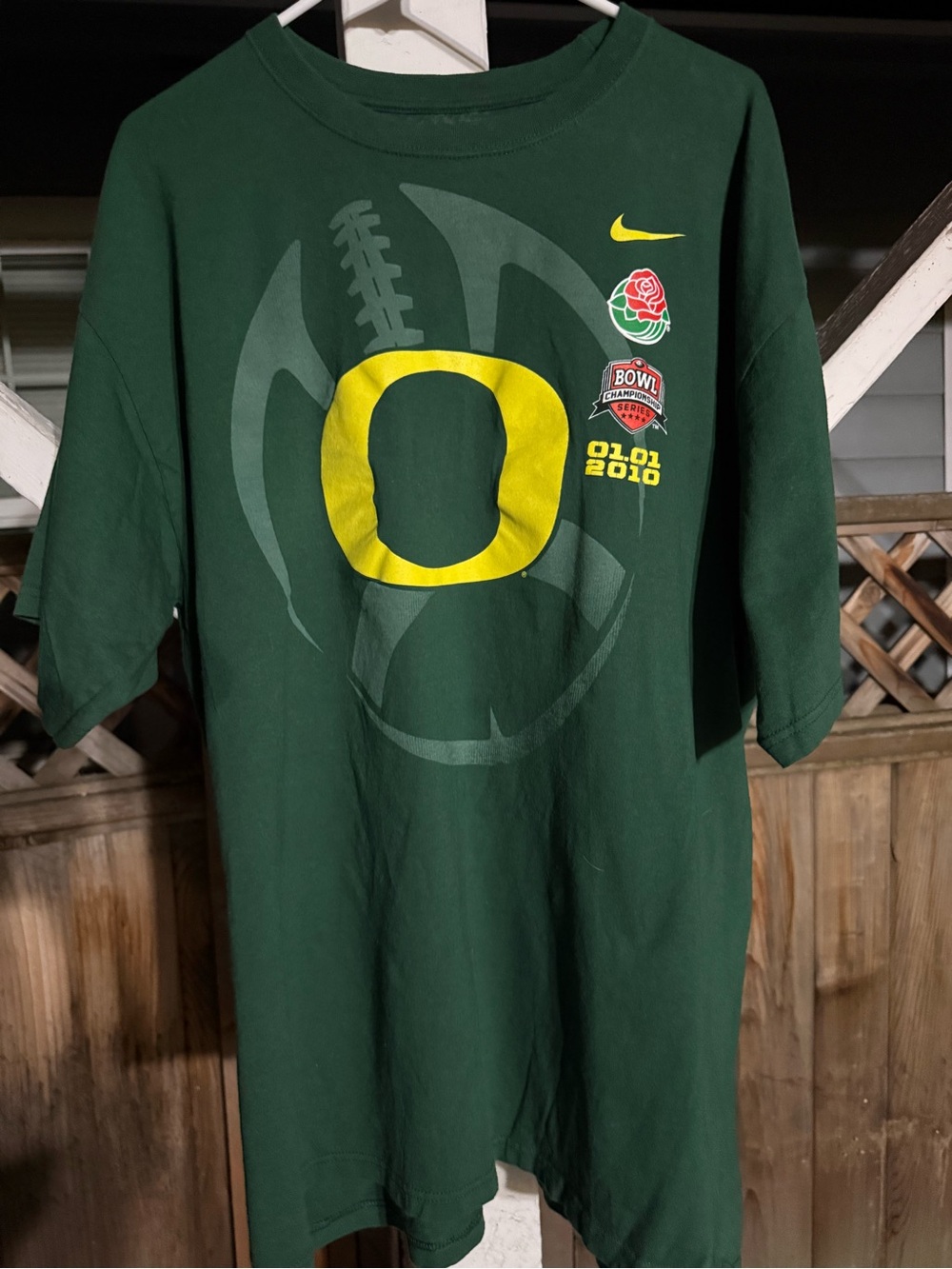 Nike Oregon Ducks 2010 Rose Bowl BCS Football Graphic T-Shirt Green Mens XXL